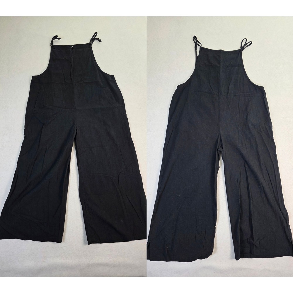 Unbranded Women 2XL Overalls Black Excellent Wide Leg‎ Boho Pockets Jumpsuit